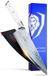 DALSTRONG Chef Knife 8 inch Blade - AUS-10V Japanese Steel - Full Tang - Glacial White Handle ABS - Chef's Knife - Shogun Series - Razor Sharp Kitchen - Professional Premium Sheath
