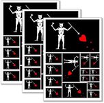 QQSD Pirate Edward Teach Flag Sticker Blackbeard Pirate Decal in Multiple Sizes, 3 Pack, 11.7 x 8.3 Inches