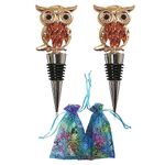 Owl Wine Stoppers Cute Wine Stopper Decoration Metal Zinc Alloy Wine Bottle Stopperr Reusable Wine and Beverage Stoppers (Set of 2)