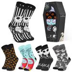 Disney Womens Calf Socks, Soft Breathable Ankle Socks Pack of 5 Gifts for Women (Black)