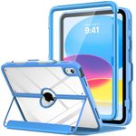 MoKo for iPad 10th Generation Case 2022 with Pencil Holder, iPad 10.9 inch Case 2022, Built-in Screen Protector Clear Back, Stain Resistant Multi Angle Viewing Stand, Auto Wake/Sleep, Blue Wave