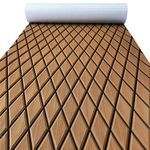 KXKZREN EVA Foam Boat Flooring Decking Sheet Pad 6mm Faux Teak Anti-Skid Marine Flooring Mat Rhombus Pattern for Yacht Motorboat RV Swimming Pool Cooler Tops Golf Cart, 74.8"x27.6"