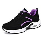 Womens Trainers Lightweight Running Walking Shoes Air Cushion Sneakers Black Purple