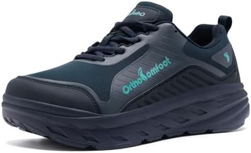 OrthoComfoot Wide Orthopedic Diabetic Walking Shoes for Men: Casual Relief for Plantar Fasciitis, Heel Spur Achilles Tendonitis with Arch Support, Breathable Hiking Tennis Shoes Dark Blue Size 9.5