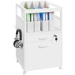 Yaheetech Mobile File Cabinet 2-Drawer Filling Cabinet with Open Storage Shelf Wood Filing Cabinet fits A4, Letter For Home Office, White