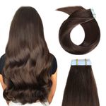 YILITE Tape in Hair Extensions Darkest Brown 20 inches 20pcs 50g/pack Invisible Straight Seamless Skin Weft Remy Hair Extensions Silky Tape Hair Extensions Real Human Hair (20 inch #2 Darkt Brown)