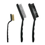 Pack of 3 Steel Nylon & Copper Wire Brush Cleaning Paint Metal Rust Remover Brushes (Pack Of 3x Steel Wire Brush)