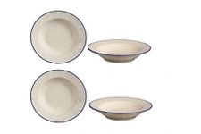 Caffeine Ceramic Handmade Stoneware Marble Matte Style Soup Plate/Pasta Plate/Maggie Plate/Macaroni Plate 9 inches (Set of 4 Dishwasher & Microwave Safe)