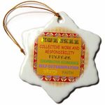 3dRose Meaning of Kwanzaa, English, Orange, Green, Yellow, Purple, Red Snowflake Ornament