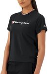 Champion Women's T-Shirt, Classic Tee, Comfortable T-Shirt for Women, Script, Black Script, Large