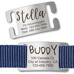 Anavia Slide On Silent Pet ID Tags, S/M/L/XL Personalized Gold Black Stainless Steel Customized Engraved Cat Dog Name Tags, Glossy Finish Chew-Proof Quiet Dog Collar Tag (Medium, Silver)