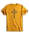 ADRO Men's God Printed Cotton T-Shirt (RNR-M-GOD-MU_Mustard_XL)