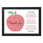 Thank You Teacher Gifts APPLE Personalised Poem Best Teacher Leaving Present - Thank You Gifts for Teachers, Teaching Assistants, TA, Nursery Teachers - ANY NAMES - A5, A4 Prints and Frames