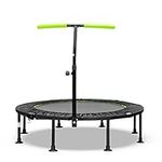 GYMAX 45'' Kids Trampoline, Foldable Fitness Rebounder with Adjustable T-Shaped Handrail and Anti-Slip Foot Pad, Mini Exercise Trampoline for Toddlers & Adult (Green)