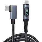 MOTONG 240W USB 4 Cable with LED Display, 40Gbps 8K@60Hz PD USB Type C to USB C Male to Male with 90 Degreen Cable Cord for Thunderbolt 4/3 Computer Type-C Laptop Pad Hub