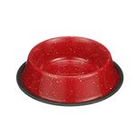 Neater Pet Brands Outdoor Camping Style Pet Bowl - Enamel Ware Blue Black Granite Colors - Dog Cat No Tip Skid Bowls (1000 mL, Red)