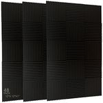 48 Pack Acoustic Foam Panel Wedge Studio Soundproofing Wall Tiles 12" X 12" X 1"