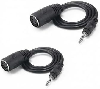LOOTOOLS 2PCS Type-A MIDI to 3.5mm Adapter, 14" MIDI Female to TRS 3.5mm Male Breakout Cable Audio Converter for Keyboards Synths & DAWs,TRS Midi Cable