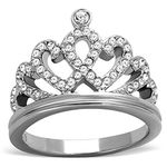 Marimor Jewelry Women's Queen Royalty Princess Crown Silver Stainless Steel Fashion Ring 7