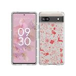 YCJACE Google Pixel 6a Case Clear with Christmas Design Soft Flexible TPU Ultra-Thin Shockproof Anti-Scratch Bumper Protective Cover Case for Google Pixel 6a-Christmas