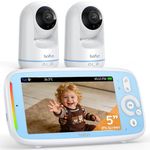 360 View Baby Monitor, No Wi-Fi, Quick Pairing, Boifun 5'' 3X Zoom Display, Rotatable Video Baby Monitor Cameras, IPS 720p Wireless (Moniteur Bébé), VOX
