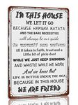 In This House We Are Friends Tin Signs Funny Friends Quotes Metal Sign Retro Home Wall Decor For Room Class House 8x12 Inch