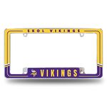 Rico Industries NFL Football Minnesota Vikings Two-Tone 12" x 6" Chrome All Over Automotive License Plate Frame for Car/Truck/SUV