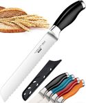 Orblue Serrated Bread Knife Ultra-Sharp Stainless Steel Professional Grade Bread Cutter - Cuts Thick Loaves Effortlessly - (8-Inch Blade with 5-Inch Handle), Black