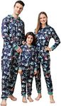 ANGELGGH Onesie Christmas Family Matching Pajamas Adult Couples Men PJs Hooded Women Novelty One-piece Sleepwear, Dinosaur, Large