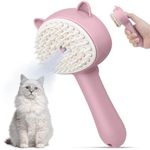 PETTY-KITTY® Multipurpose Hot Steam Cat Brush Dog Brush for Shedding, Dog Comb Cat Comb Remove Static Flying Hair Pet Grooming Brush Self Cleaning Dog BrushSuitable for Long and Short Hairs (Pink)