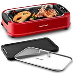 Indoor Grill Electric Grill, Techwood Indoor Smokeless BBQ Grill with Turbo Smoke Extractor Technology, LED Smart Control Panel, Drip Tray& Removable Grill Plate Easy Cleanup, 1500W