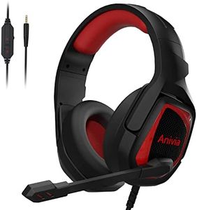 Anivia Gaming Headset with Noise Isolating Microphone, HD Stereo Sound for PS4/PS5 Xbox Switch PC (Red, Wired 3.5mm Jack)