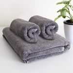 HEELIUM Bamboo Towel Set (1 Bath & 2 Hand Towel Combo) | Towel for Men & Women | Soft, High Absorbency & Antibacterial, 600 GSM, Grey