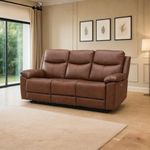 Royaloak Dallas American Half Leather Power Motion 3 Seater Recliner Sofa | Comfortable Recliner for Living Room with Tufted Design, Padded Armrests, USB Port,Pocket Springs & Heavy-Duty Metal Support