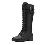 DREAM PAIRS Women's Georgia Black Faux Leather Pu Knee High Riding Combat Boots - 7.5 M US