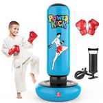 QPAU Larger Stable Punching Bag for Kids, Tall 66 Inch Inflatable Boxing Bag, Gifts for Boys & Girls Age 5-12 for Practicing Karate, MMA and to Relieve Pent Up Energy in Kids and Adults (Blue)