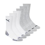 PUMA mens PUMA Men s 6 Pack Crew Socks, White/Grey, 10 13 US