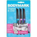 Bic BodyMark Temporary Tattoo Markers, Cosmetic Quality for Use on Skin - Pack of 3 Assorted Colours and 2 Stencil Sheets for Bold and Vibrant Body Art - Pack of 3+2