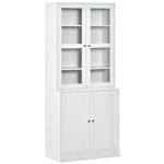 HOMCOM Bookcase Storage Cabinet with Doors, Modern Tall Bookshelf with 2 Adjustable Shelves, Display Unit for Study, Living Room, Office, White