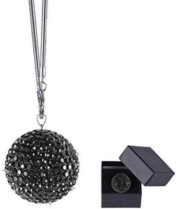 JUSTTOP Crystal Ball Car Rear View Mirror Charm, Crystal Rhinestone Home Decor Hanging Ornament (Black)