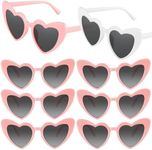 Bouiexye 8 Pack Bachelorette Sunglasses Heart Shaped Sunglasses Vintage Heart Glasses Bridesmaid Proposal Gifts for Women Wedding Party Decorations (White+Pink)