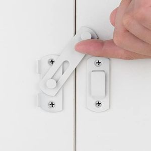 INIRET 4 Packs Barn Door Latches，2.75” x 2.02” Matte White Stainless Steel barn gate flip Door Latch Bi-fold Door Lock,Sliding Door Lock Gate Latches Wine Cabinet Closet Door Latches，White Finish