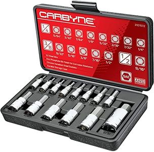 CARBYNE Hex (Allen) Bit Socket Set - 14 Piece, SAE. Includes 5/64" to 1/2". S2 Steel Bits | 1/4", 3/8" & 1/2" Drive • From a Family-Run Tool Company Based in the U.S.A.