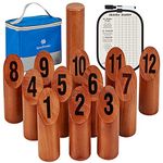 SpeedArmis Wooden Throwing Game, 12 Numbered Block Toss Games Set with Scoreboard & Carrying Case, Indoor Tailgating Bowling Yard Yard Game for Teens Adults Family