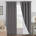 H.VERSAILTEX 100% Blackout Waterproof Curtains Home Decorations Linen Thermal Insulated Solid Grommet Top Blackout Living Room Curtains/Drapes for Bedroom/Patio (1 Pair, 52 x 108- Inch, Grey)