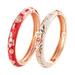 UJOY Fashion Cloisonne Jewelry Bangles Bracelets Flower Enamel Bangle Sets Gift Box for Women 55A103 red