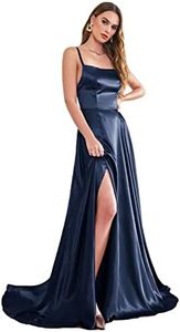 Babyonline D.R.E.S.S. Robe pour Mariage Demoiselle d'honneur avec Fente Dos Nu Robe Femme Cérémonie Anniversaire sans Manches Bleu Marine 36