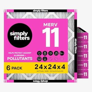 Simply 24x24x4 Air Filter, MERV 11, 6 Pack, Furnace Air Filter for HVAC (Actual Size: 23.5"x23.5"x3.63") DUST, Pet & Allergy Control