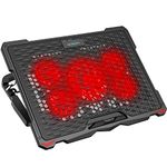 AICHESON Laptop Fan Cooling Pad for 15.6-17.3 Inch Laptops, 5 Cooler Fans with Red Lights Computer Desk Cooling Stand Chiller Mat, S035RED