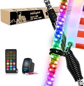 Nilight 2PCS 3FT Spiral RGB Led Whip Light with Spring Base Chasing Light RF Remote Control Lighted Antenna Whips for Can-Am ATV UTV RZR Polaris Dune Buggy Offroad Truck